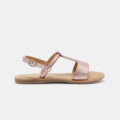 Sandal T-bar da ánh kim cho bé gái 71 Hồng