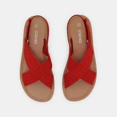 Dép da Nubuck đục lỗ 128 Đỏ