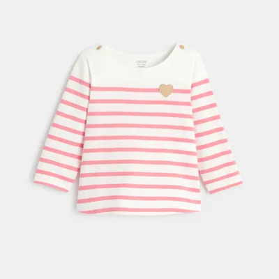Áo phông kẻ ngang cotton hữu cơ 575 Hồng