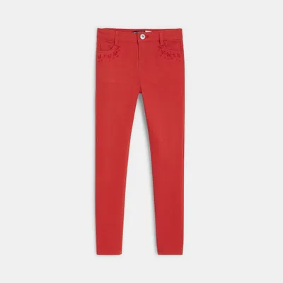 Quần vải skinny thêu 569 Đỏ
