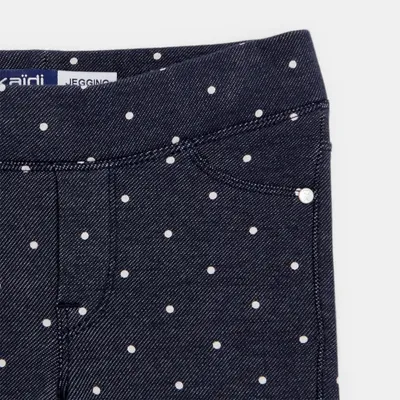 Quần jeggings ấm áp với chấm bi trắng 562 Xanh dương