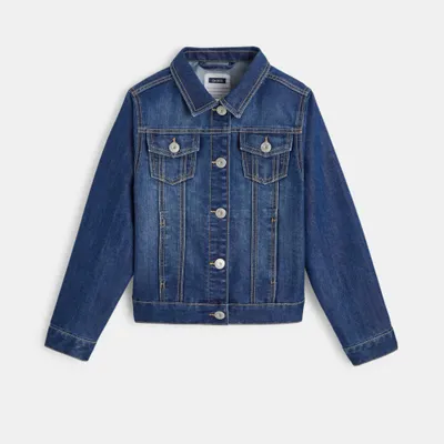 Cardigan denim phía sau co giãn 565 Xanh đá