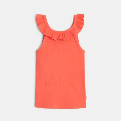 Áo tank top trơn màu cổ xếp ly 5A Cam