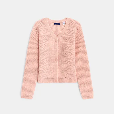 Áo cardigan cổ chữ V 567 Hồng