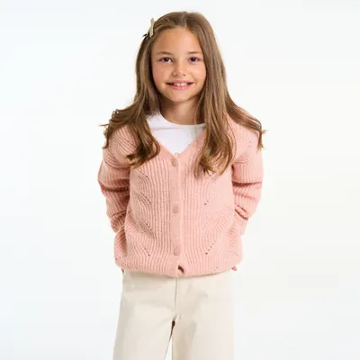 Áo cardigan cổ chữ V 567 Hồng