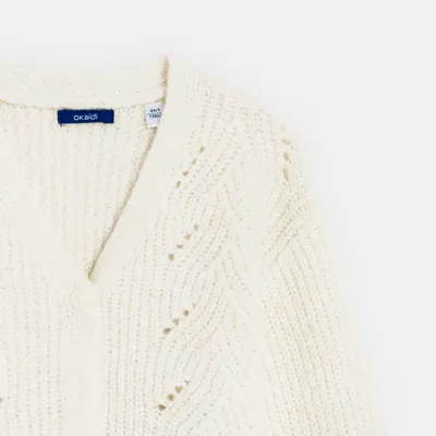 Áo cardigan cổ chữ V 565 Trắng ngà