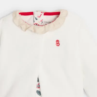 Bộ đồ ngủ nhung in hình Holly và áo cardigan 583 Đỏ