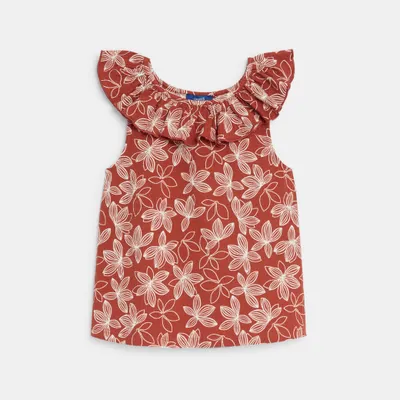 Áo vest in họa tiết cổ nhún bèo 3A Cam