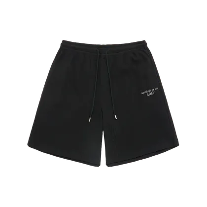 Quần Short Embo Logo Waffle Đen