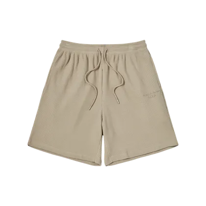 Quần Short Embo Logo Waffle Nâu Nhạt