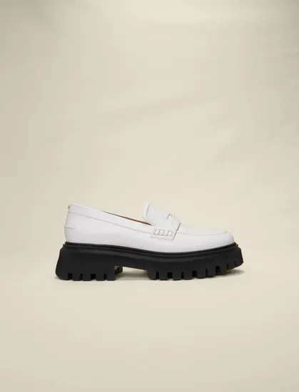 Giày loafer da 735 Trắng