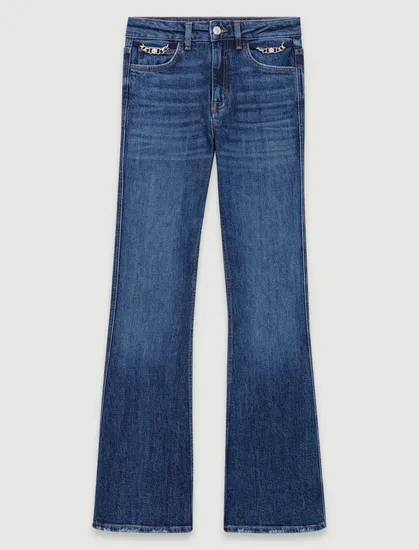 Quần jeans ống loe cạp cao T40 Xanh dương