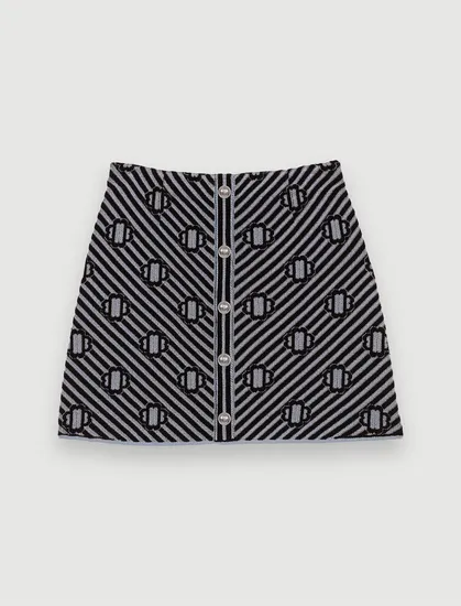 Chân váy ngắn in jacquard T38 Đen