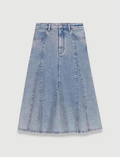 Chân váy dài jeans loe gấu T38 Xanh dương