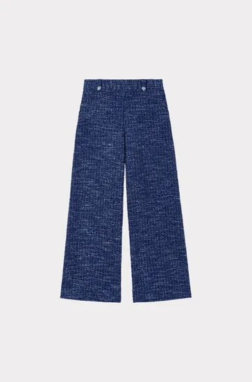 Quần dài suông vải tweed T36 Xanh dương