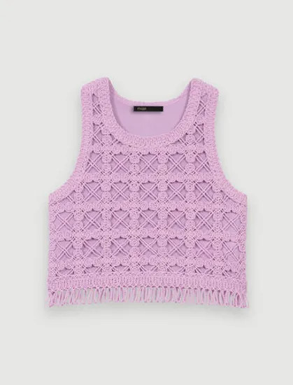 Áo croptop đan crochet 178 Tím nhạt