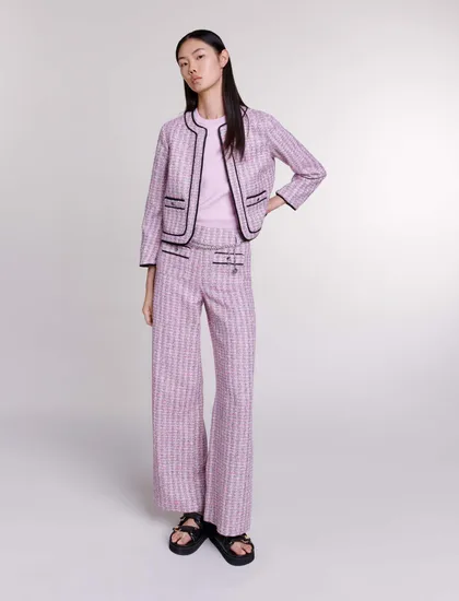 Áo khoác vải tweed dáng ngắn T36 Hồng