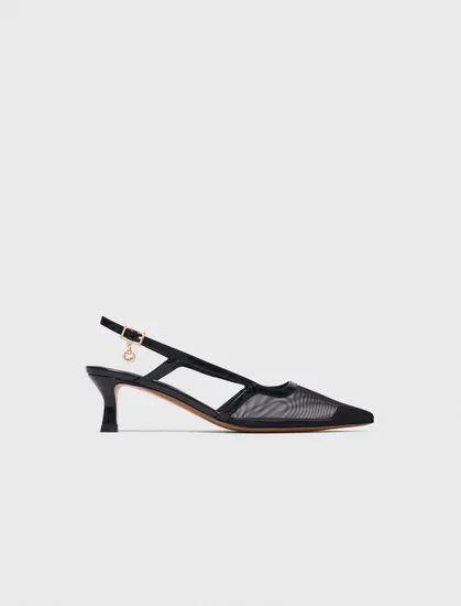 Giày sandal da phối lưới P38 Đen
