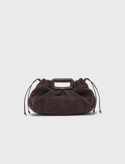 Túi clutch vải bouclé Mipli TU Nâu đậm