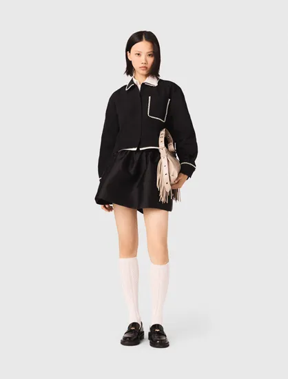 Áo sơ mi vải taffeta T2 Đen