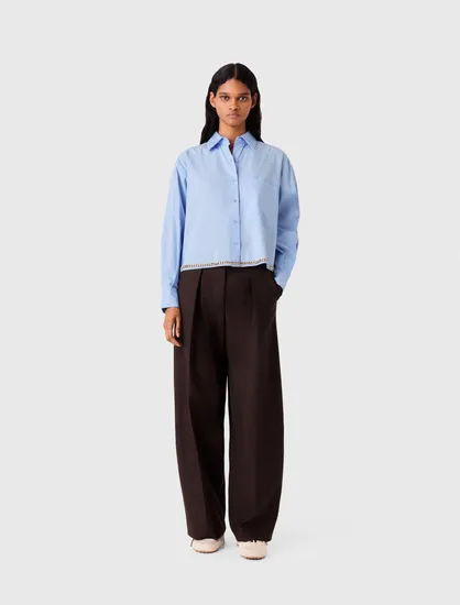 Áo sơ mi cotton T0 Xanh da trời