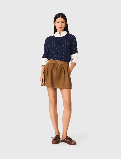 Chân váy da suede T36 Camel