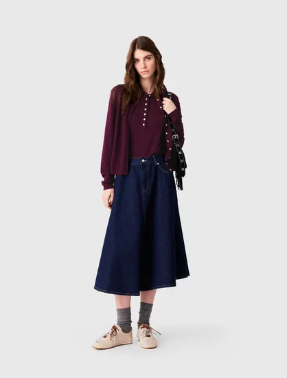 Chân váy denim dáng xòe T38 Xanh đen