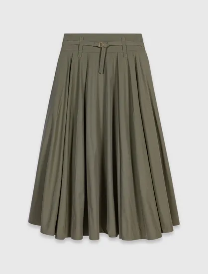 Chân váy maxi cotton xếp ly T34 Kaki