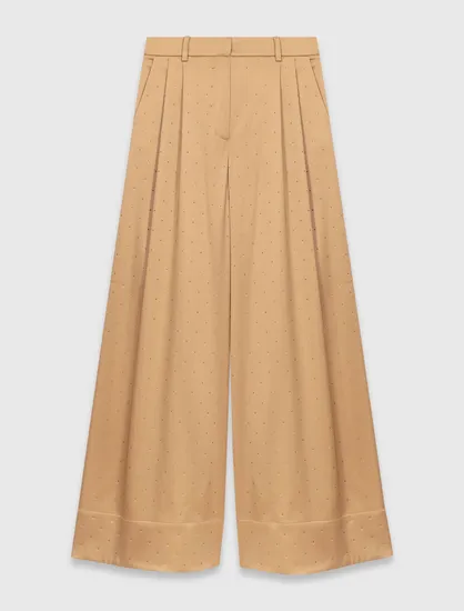 Quần satin đính đá T36 Caramel