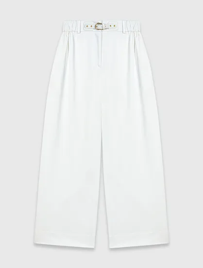 Quần ống rộng bằng vải cotton T34 Trắng