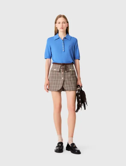 Quần short kẻ Prince of Wales T38 Nâu