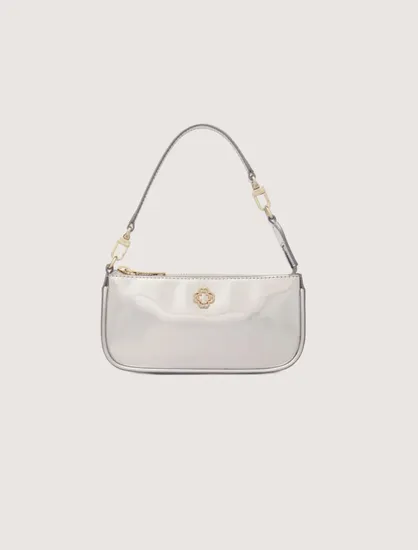 Túi clutch mini da bóng metalic TU Bạc