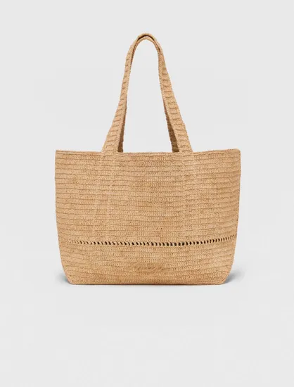 Túi tote đan móc bằng sợi raffia TU Be