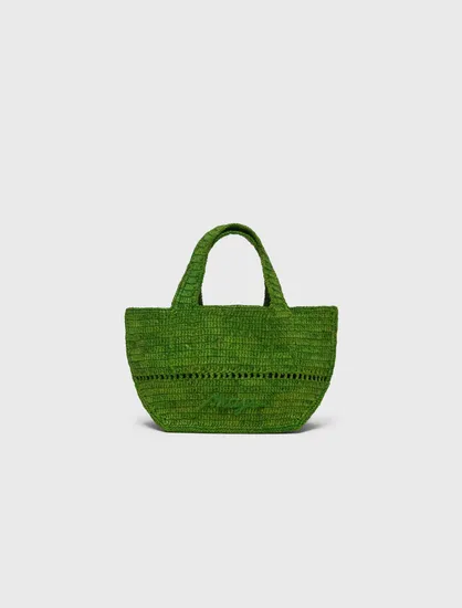 Túi tote mini bằng raffia tự nhiên TU Xanh lá