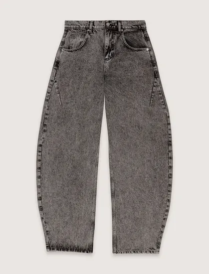 Quần jeans dáng balloon ống thụng tròn T38 Xám