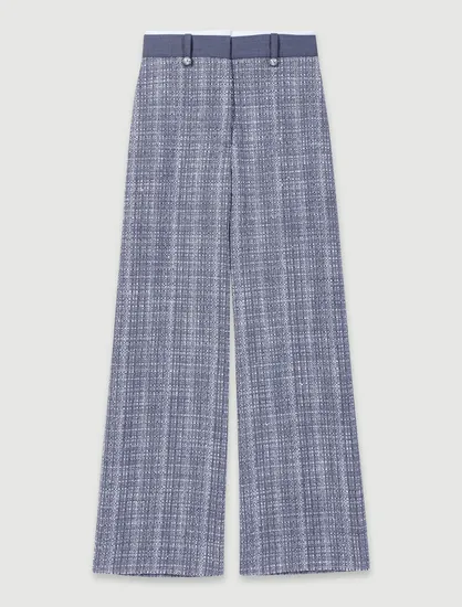 Quần dài tweed phối cạp tương phản T40 Xám