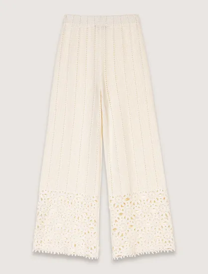 Quần dài crochet gấu quần ren guipure T36 Trắng