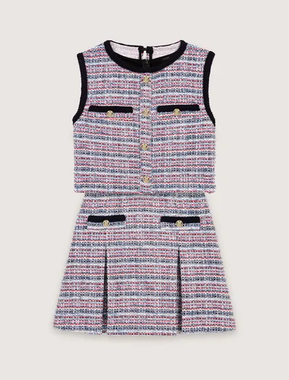 Set đầm ngắn tweed và áo gile phối màu T34 Nhiều màu