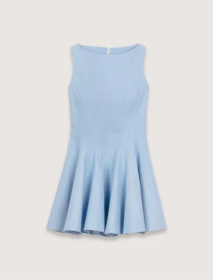 Đầm ngắn cotton dáng xòe T38 Xanh da trời
