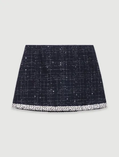 Quần giả váy sequin viền đính đá T38 Đen