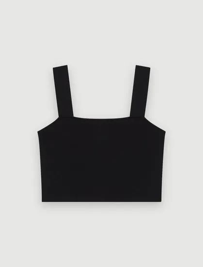 Áo len croptop hai dây T2 Đen