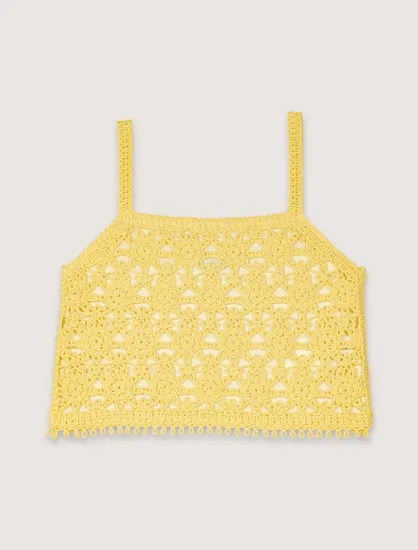 Áo crop top dệt nổi T0 Vàng