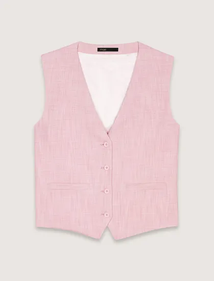 Áo gile vest dáng ngắn cổ V T34 Hồng