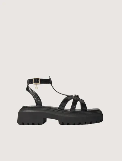 Giày sandal đế bằng P37 Đen