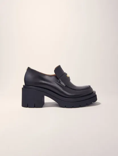 Giày loafer da đế cao P38 Đen