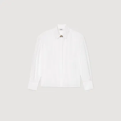 Áo sơ mi lụa đính khuy 2 Trắng