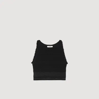 Áo len dệt kim không tay 2 Đen