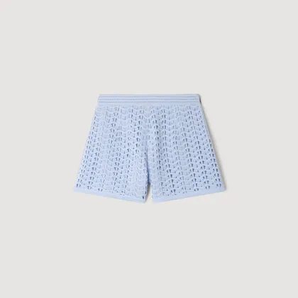 Quần short crochet đính ngọc trai 36 Xanh da trời
