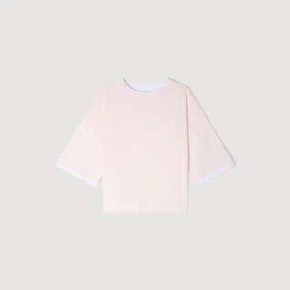 Áo thun cotton thêu logo 2 Hồng