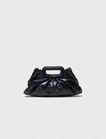 Clutch mini da sờn dập vân TU Đen